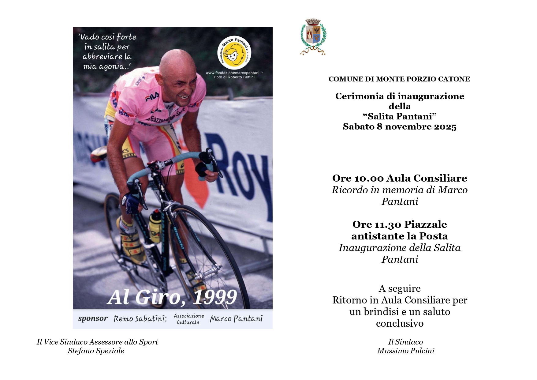 Inaugurazione invito 8 Novembre della “Salita Marco Pantani”